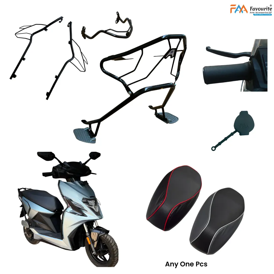 Favourite accessory kit for the Simple One: guards with folding steps, seat covers, charger cap and brake lever