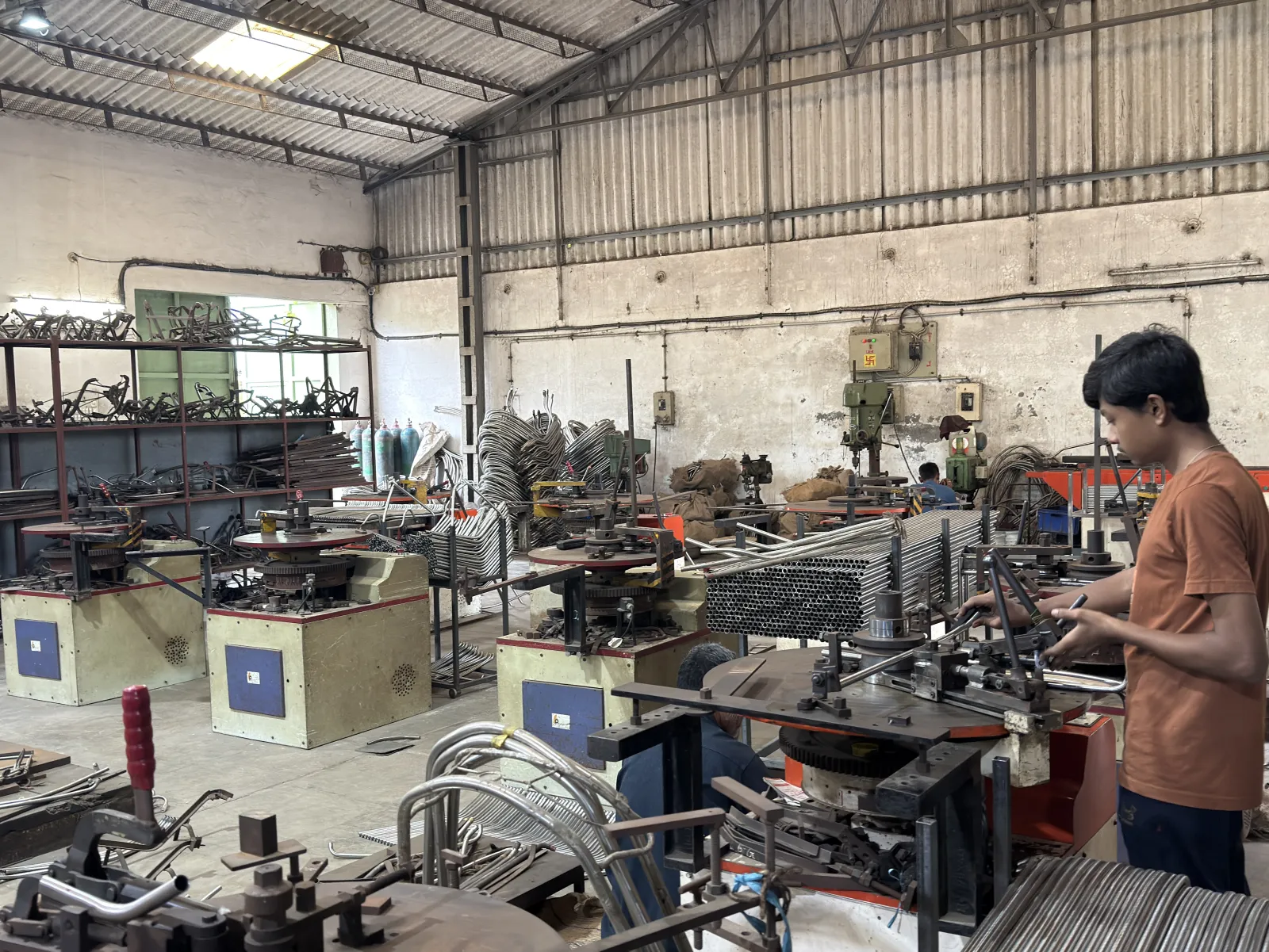 Tube being bent on our own bending machine